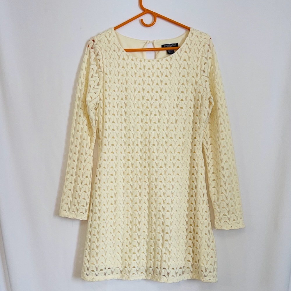 Streetwear Society Cream Long Sleeve Garden Wedding Guest Ready Party Dress 👗